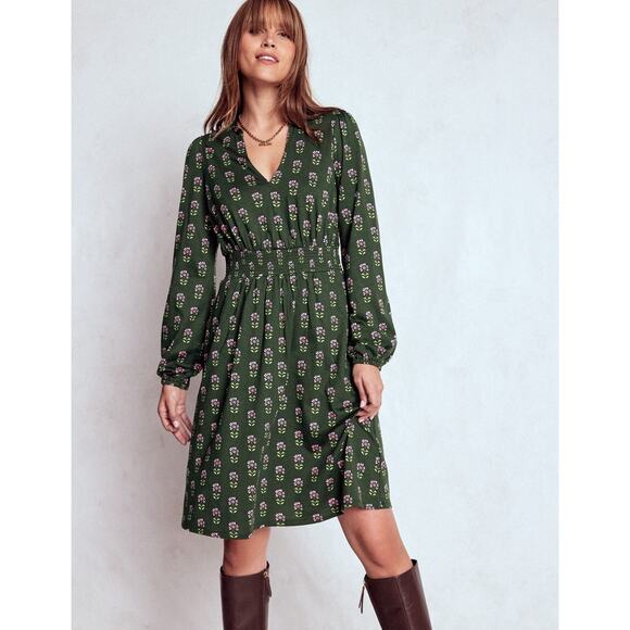 Boden Dresses & Skirts - Boden Women’s Sarah Short Jersey Dress Winter Moss Woodblock Floral Size 8?